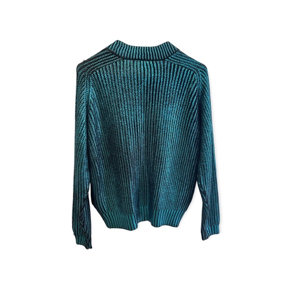 Women's H&M Divided Shiny/Metallic Blue-Green Sweater with Zipper | XS - Picture 2 of 8